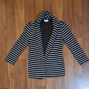 Maison Jules Black and White Striped Cardigan